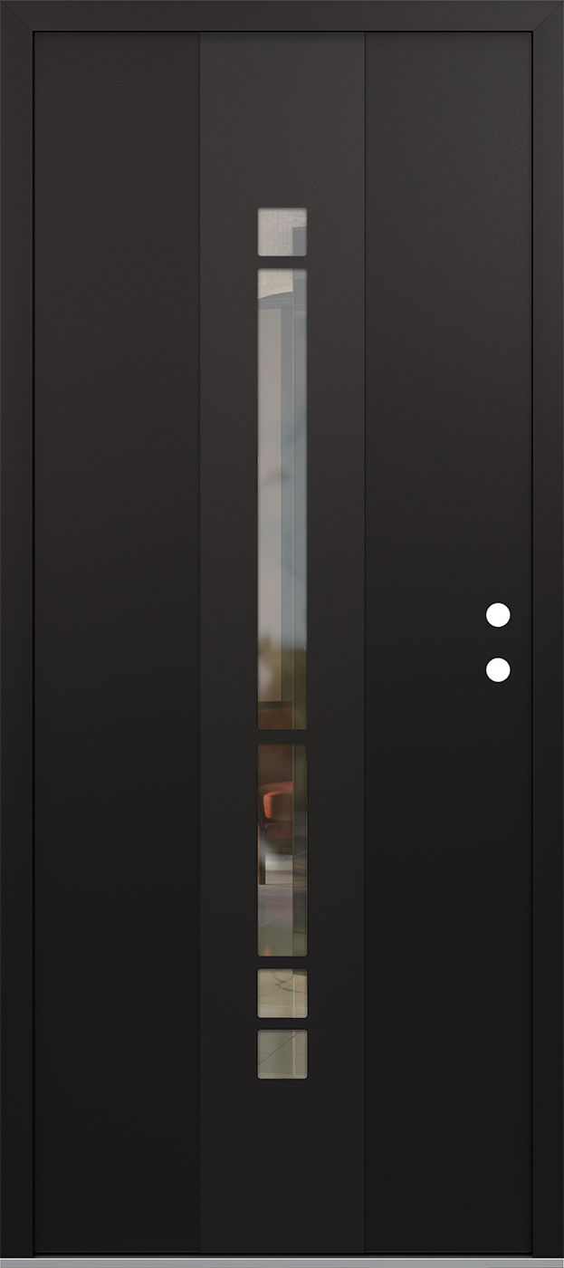 Modern Steel Front Door DIAMOND A3 36" X 80" BLACK/BLACK CLEAR GLASS PANEL BLACK LHI