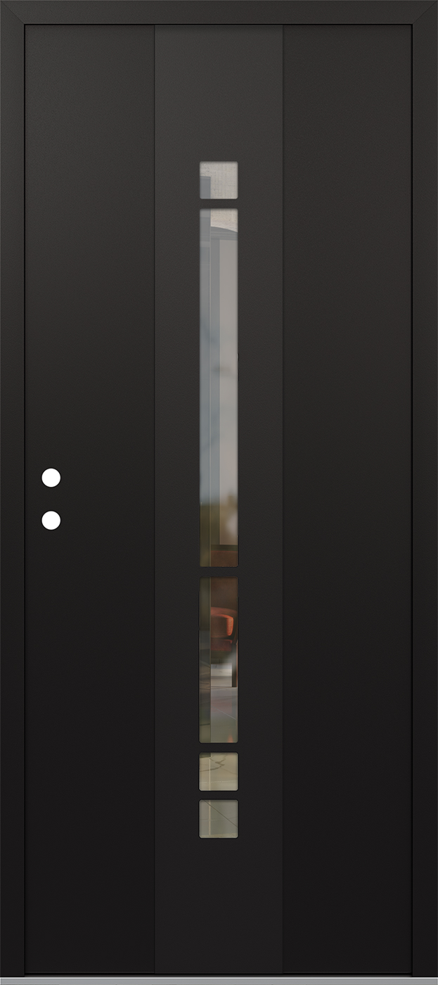 Modern Steel Front Door DIAMOND A3 36" X 80" BLACK/BLACK CLEAR GLASS PANEL BLACK RHI