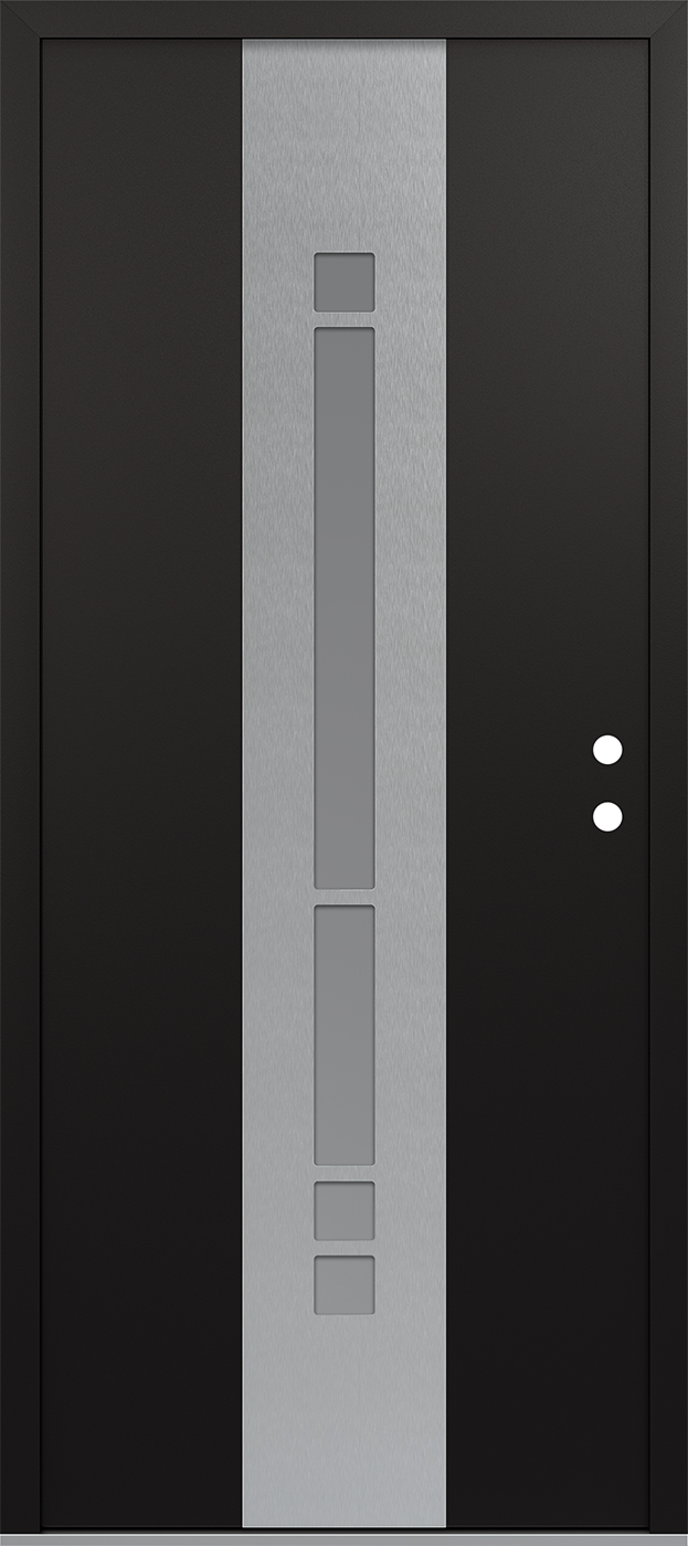 MODERN STEEL FRONT DOOR DIAMOND A3 36" X 80" BLACK/WHITE FROSTED GLASS PANEL STAINLESS STEEL LHI