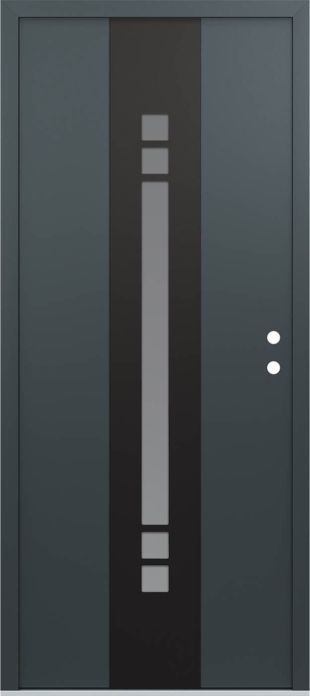 Modern Steel Front Door DIAMOND A4 36" X 80" ANTHRACITE/ANTHRACITE FROSTED GLASS PANEL BLACK LHI