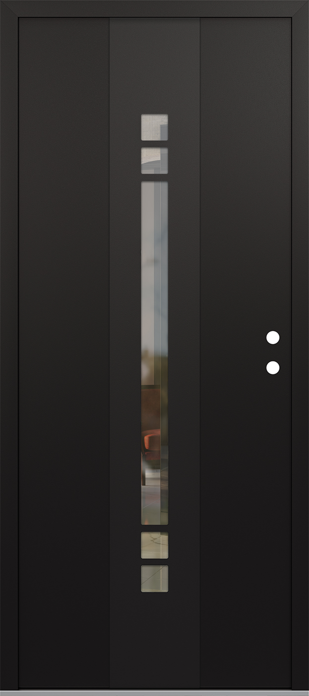 Modern Steel Front Door DIAMOND A4 36" X 80" BLACK/BLACK CLEAR GLASS PANEL BLACK LHI