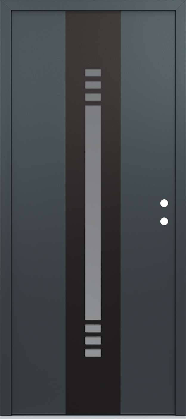 Modern Steel Front Door DIAMOND A5 36" X 80" ANTHRACITE/ANTHRACITE FROSTED GLASS PANEL BLACK LHI