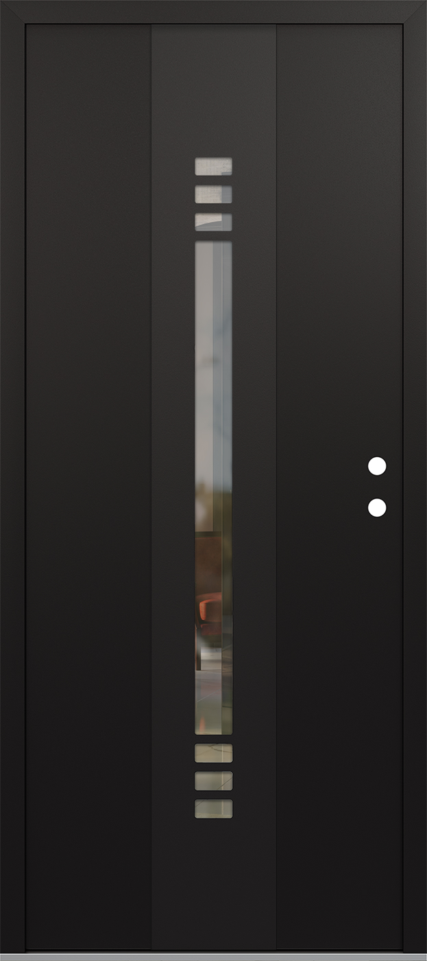 Modern Steel Front Door DIAMOND A5 36" X 80" BLACK/BLACK CLEAR GLASS PANEL BLACK LHI