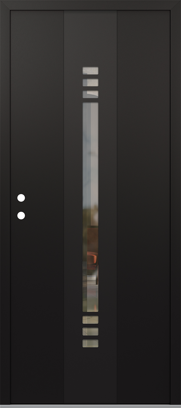 Modern Steel Front Door DIAMOND A5 36" X 80" BLACK/BLACK CLEAR GLASS PANEL BLACK RHI