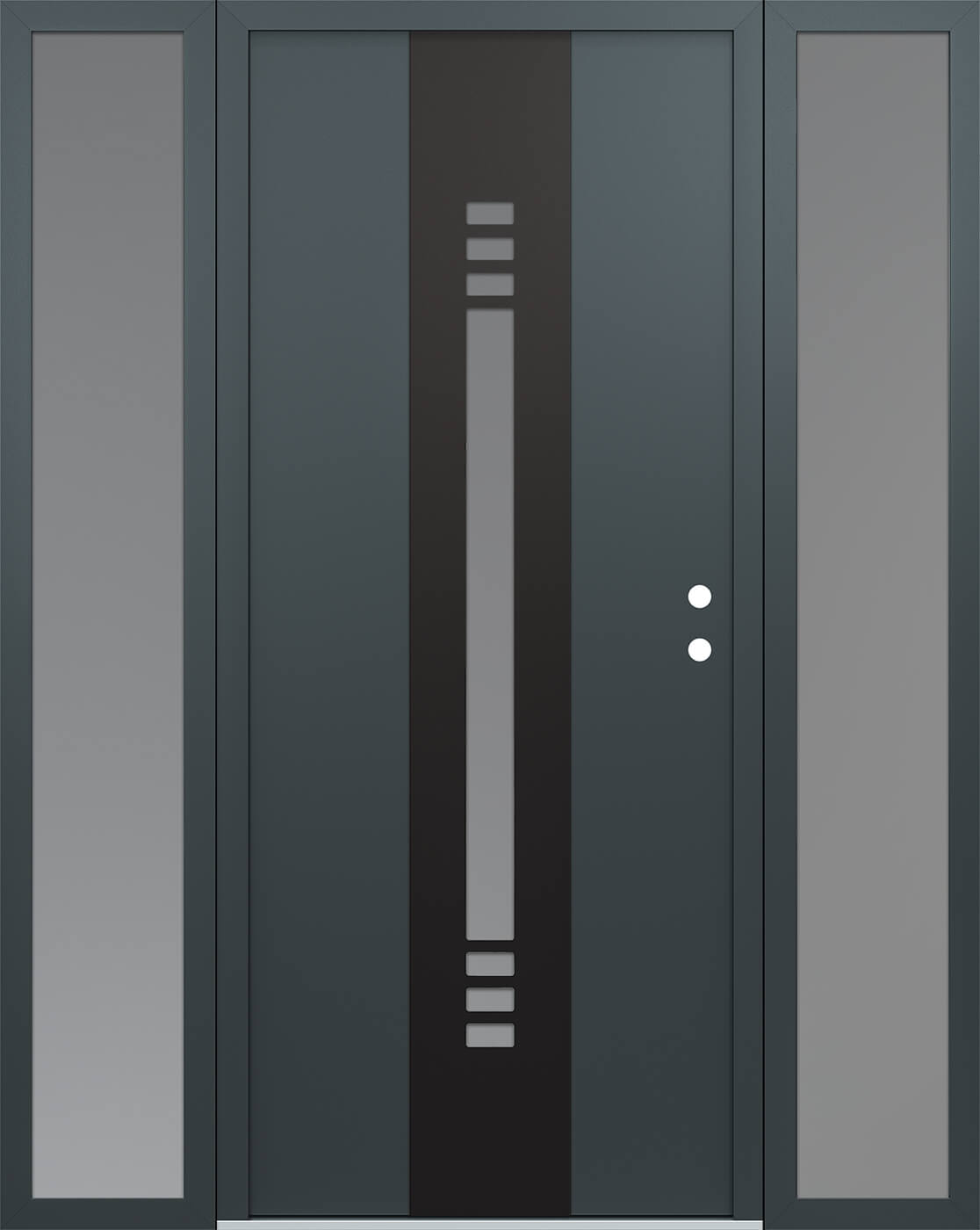 Modern Steel Front Door DIAMOND A5 68" X 80" ANTHRACITE/ANTHRACITE FROSTED GLASS PANEL BLACK LHI WITH 2 SIDELITES CLEAR GLASS