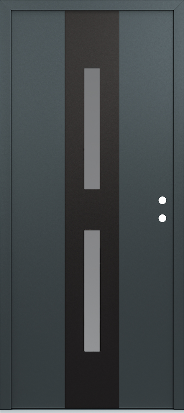 Modern Steel Front Door DIAMOND A6 36" X 80" ANTHRACITE/ANTHRACITE FROSTED GLASS PANEL BLACK LHI