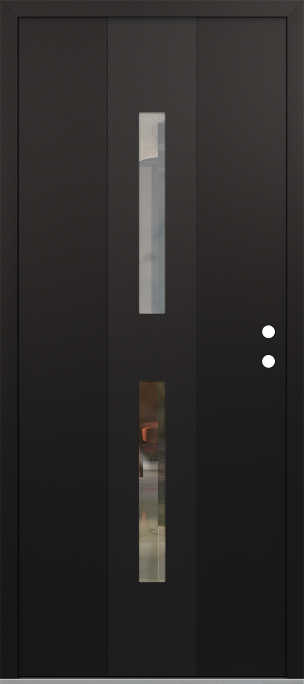 Modern Steel Front Door DIAMOND A6 36" X 80" BLACK/BLACK CLEAR GLASS PANEL BLACK LHI