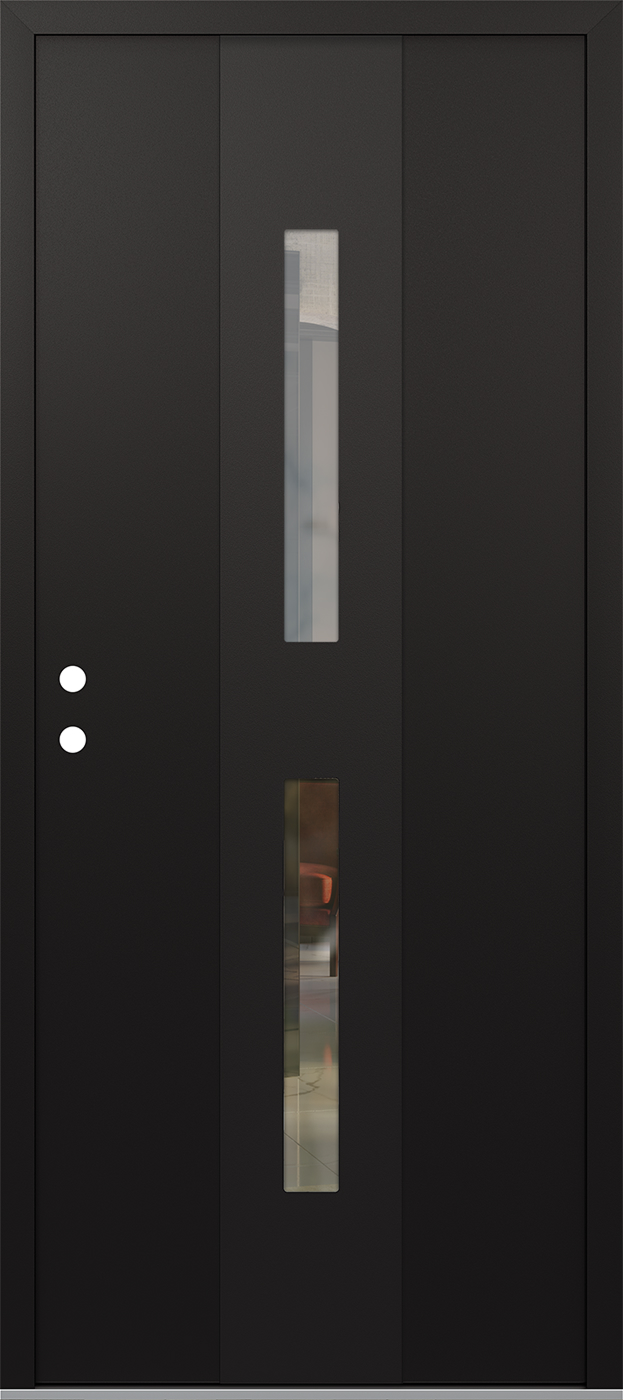Modern Steel Front Door DIAMOND A6 36" X 80" BLACK/BLACK CLEAR GLASS PANEL BLACK RHI