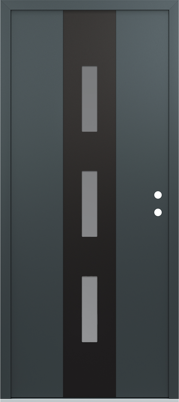 MODERN STEEL FRONT DOOR DIAMOND A7 36" X 80" ANTHRACITE/ANTHRACITE FROSTED GLASS PANEL BLACK LHI