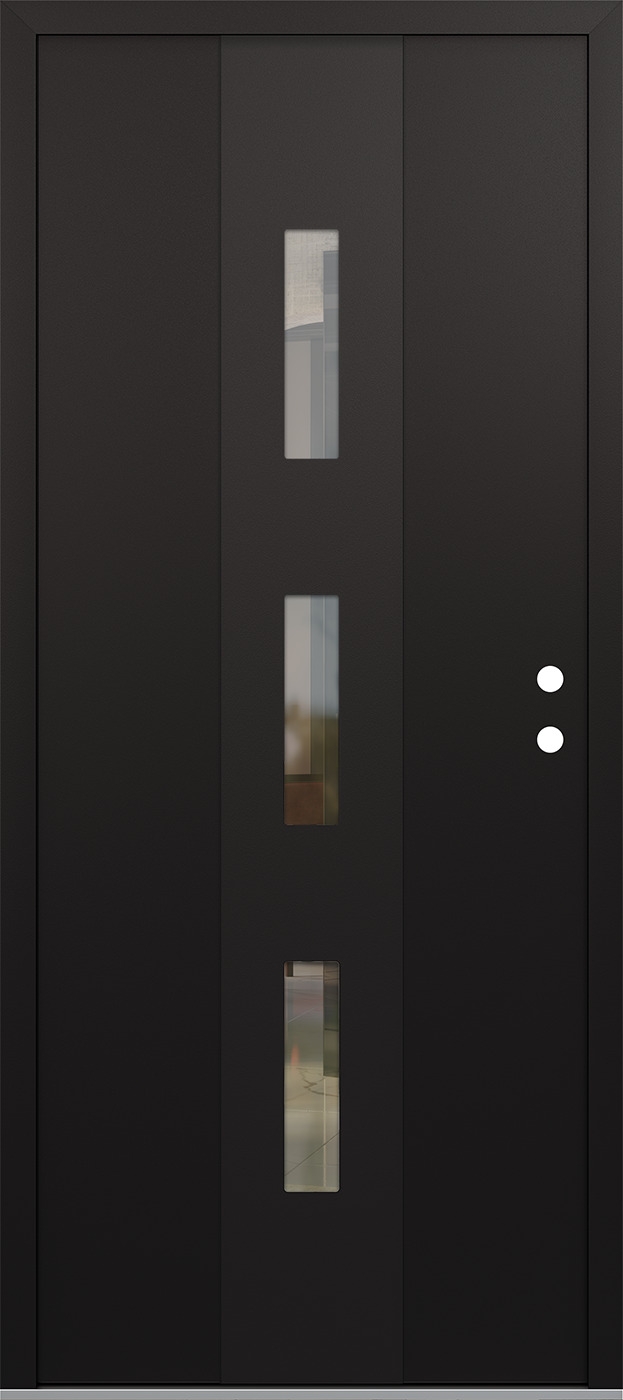 MODERN STEEL FRONT DOOR DIAMOND A7 36" X 80" BLACK/BLACK CLEAR GLASS PANEL BLACK LHI