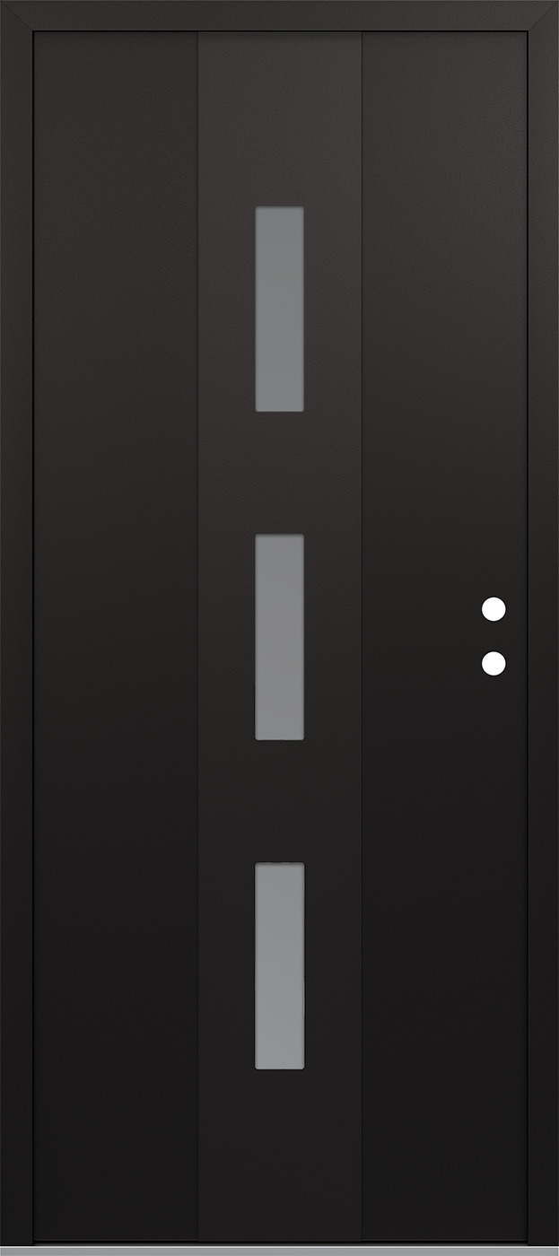 MODERN STEEL FRONT DOOR DIAMOND A7 36" X 80" BLACK/WHITE FROSTED GLASS PANEL BLACK LHI
