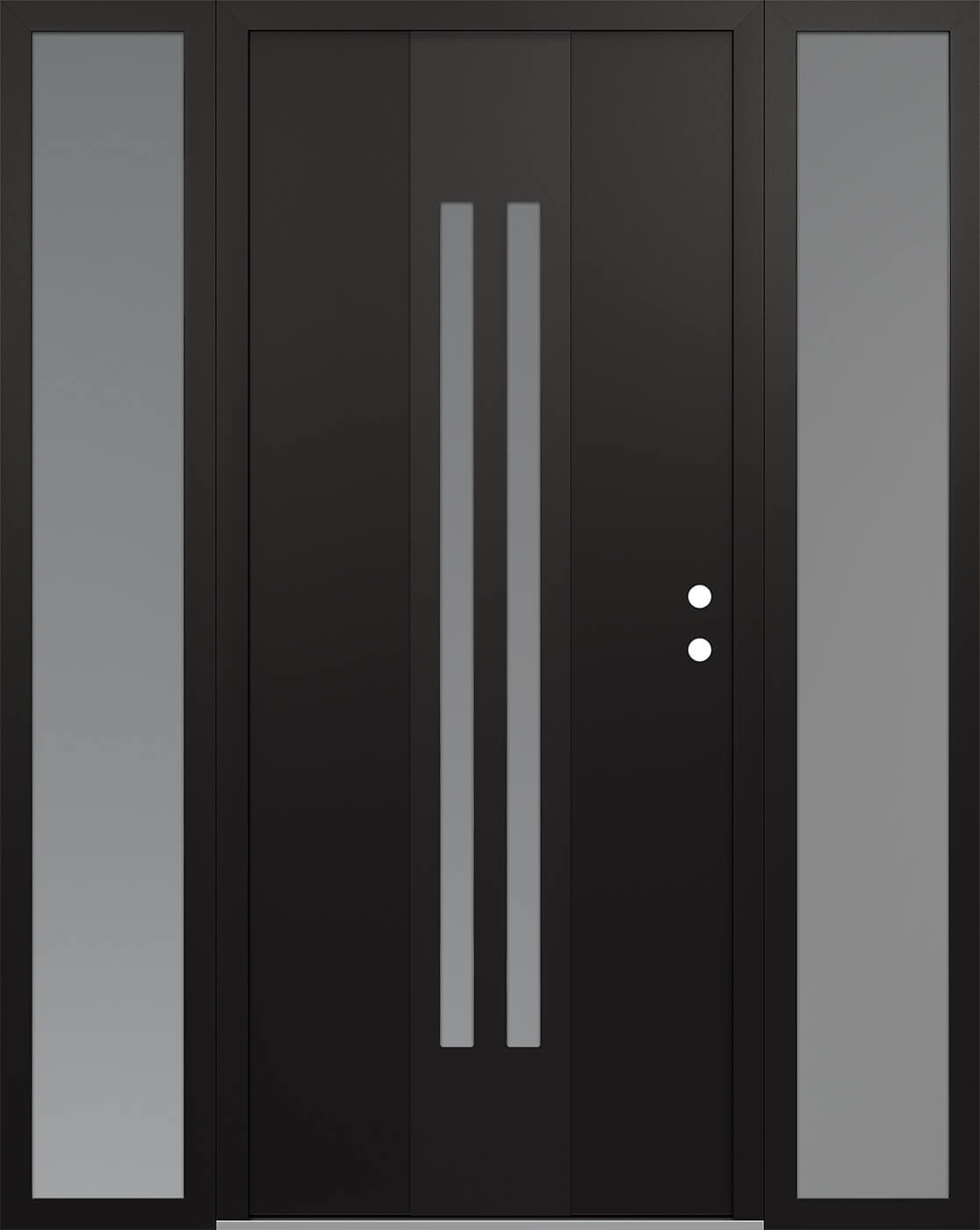 Modern Steel Front Door DIAMOND A8 68" X 80" BLACK/WHITE FROSTED GLASS PANEL BLACK LHI WITH 2 SIDELITES FROSTED GLASS