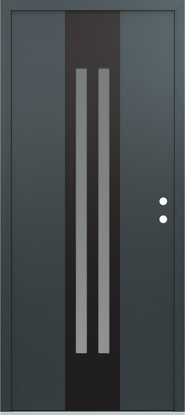 MODERN STEEL FRONT DOOR DIAMOND A8 36" X 80" ANTHRACITE/ANTHRACITE FROSTED GLASS PANEL BLACK LHI