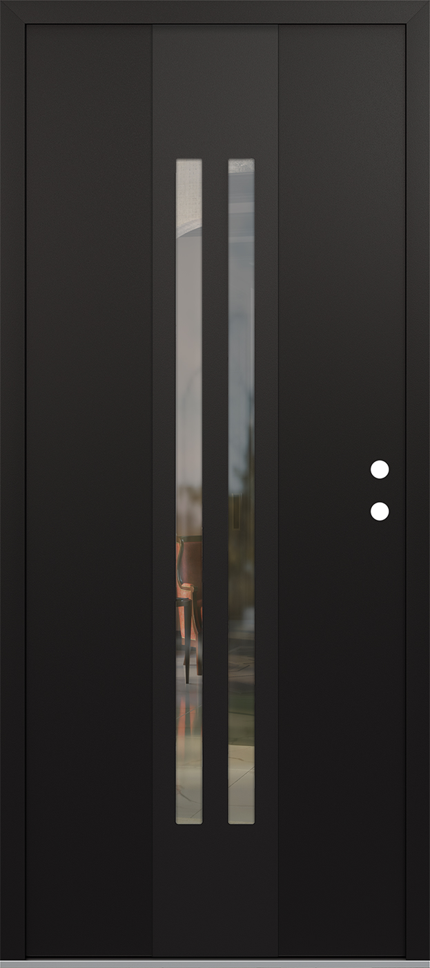 MODERN STEEL FRONT DOOR DIAMOND A8 36" X 80" BLACK/BLACK CLEAR GLASS PANEL BLACK LHI