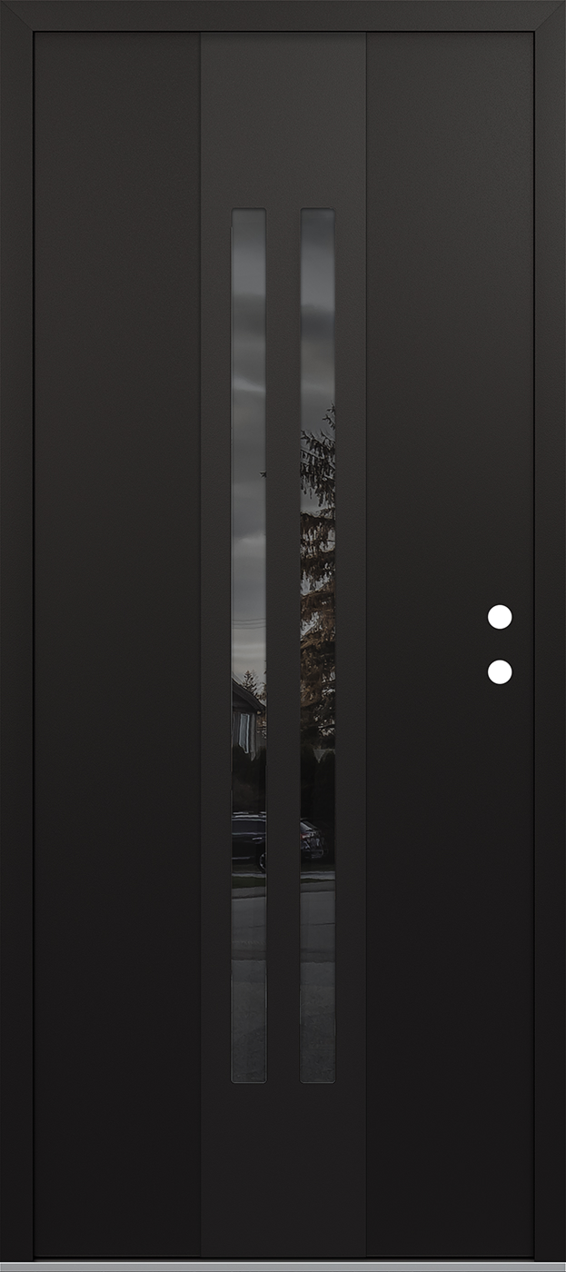 MODERN STEEL FRONT DOOR DIAMOND A8 36" X 80" BLACK/BLACK MIRRORED GLASS PANEL BLACK LHI