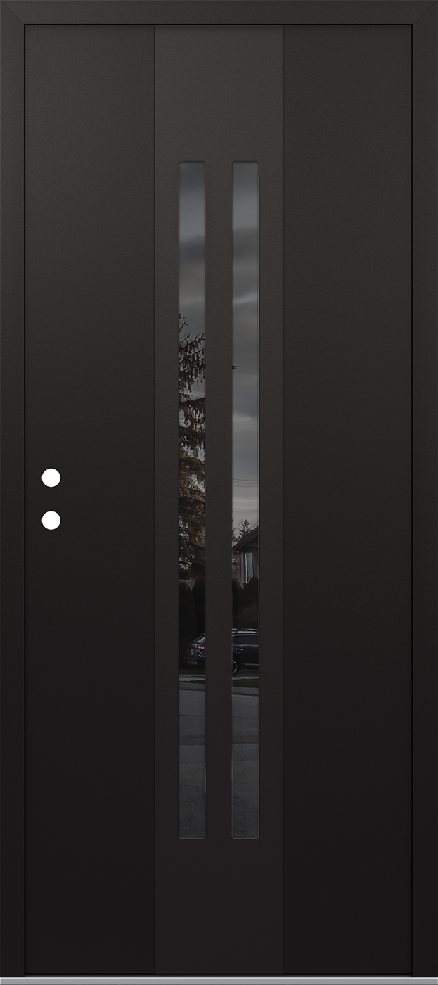 MODERN STEEL FRONT DOOR DIAMOND A8 36" X 80" BLACK/BLACK MIRRORED GLASS PANEL BLACK RHI