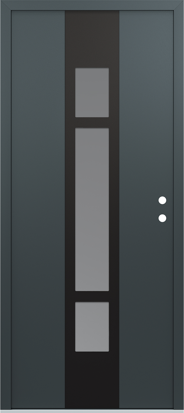 MODERN STEEL FRONT DOOR DIAMOND A9 36" X 80" ANTHRACITE/ANTHRACITE FROSTED GLASS PANEL BLACK LHI
