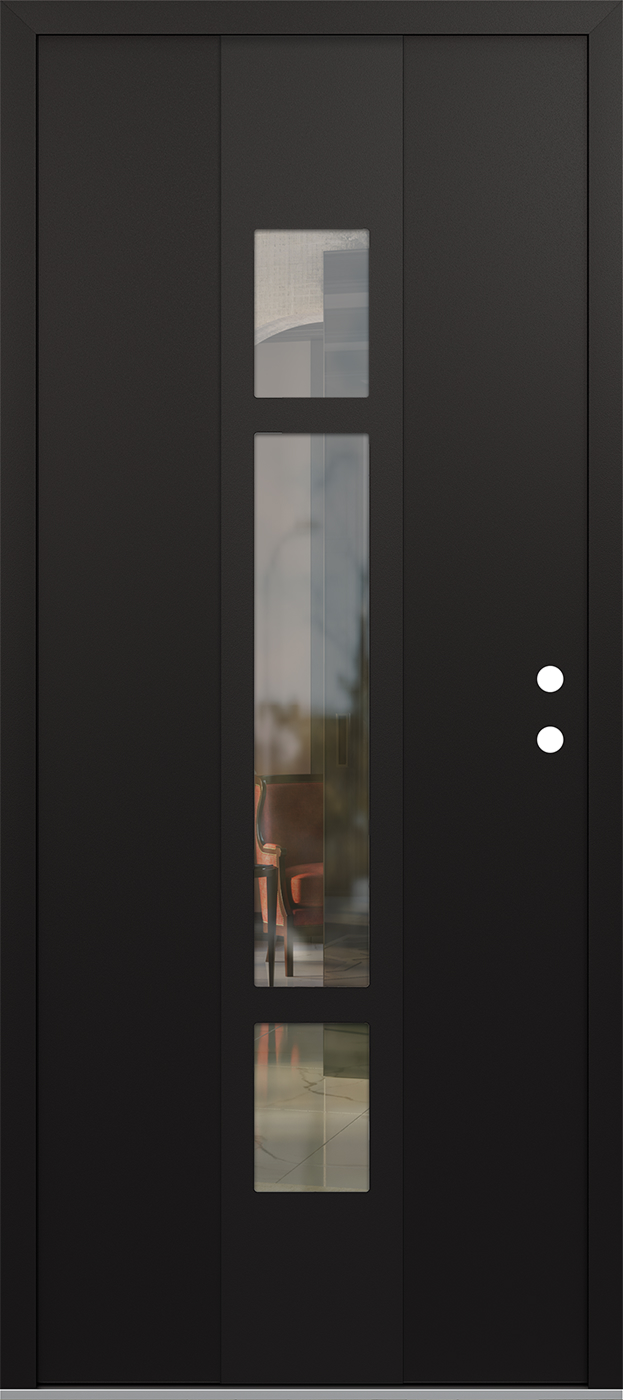 MODERN STEEL FRONT DOOR DIAMOND A9 36" X 80" BLACK/BLACK CLEAR GLASS PANEL BLACK LHI