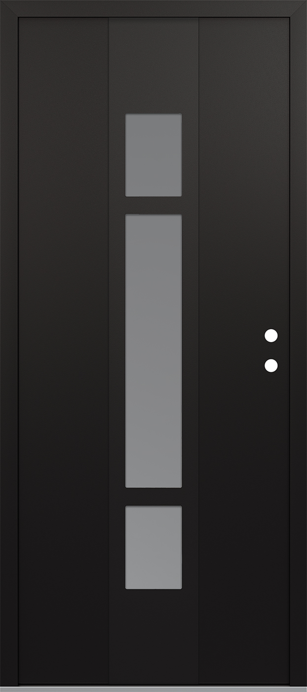 MODERN STEEL FRONT DOOR DIAMOND A9 36" X 80" BLACK/WHITE FROSTED GLASS PANEL BLACK LHI