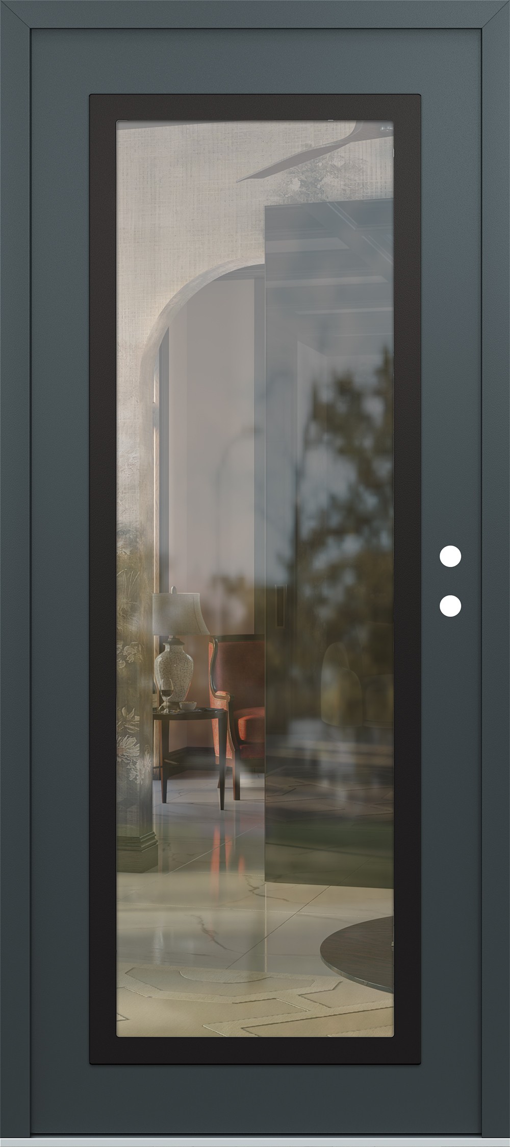 Modern Steel Front Door Diamond C1 36" x 80" anthracite/anthracite clear Glass Panel black LHI