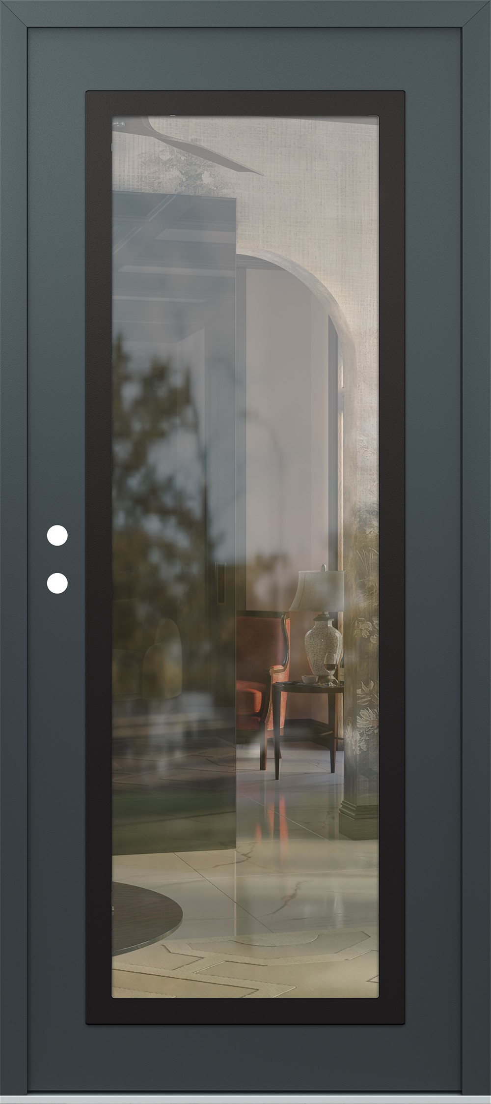 Modern Steel Front Door Diamond C1 36" x 80" anthracite/anthracite clear Glass Panel black RHI