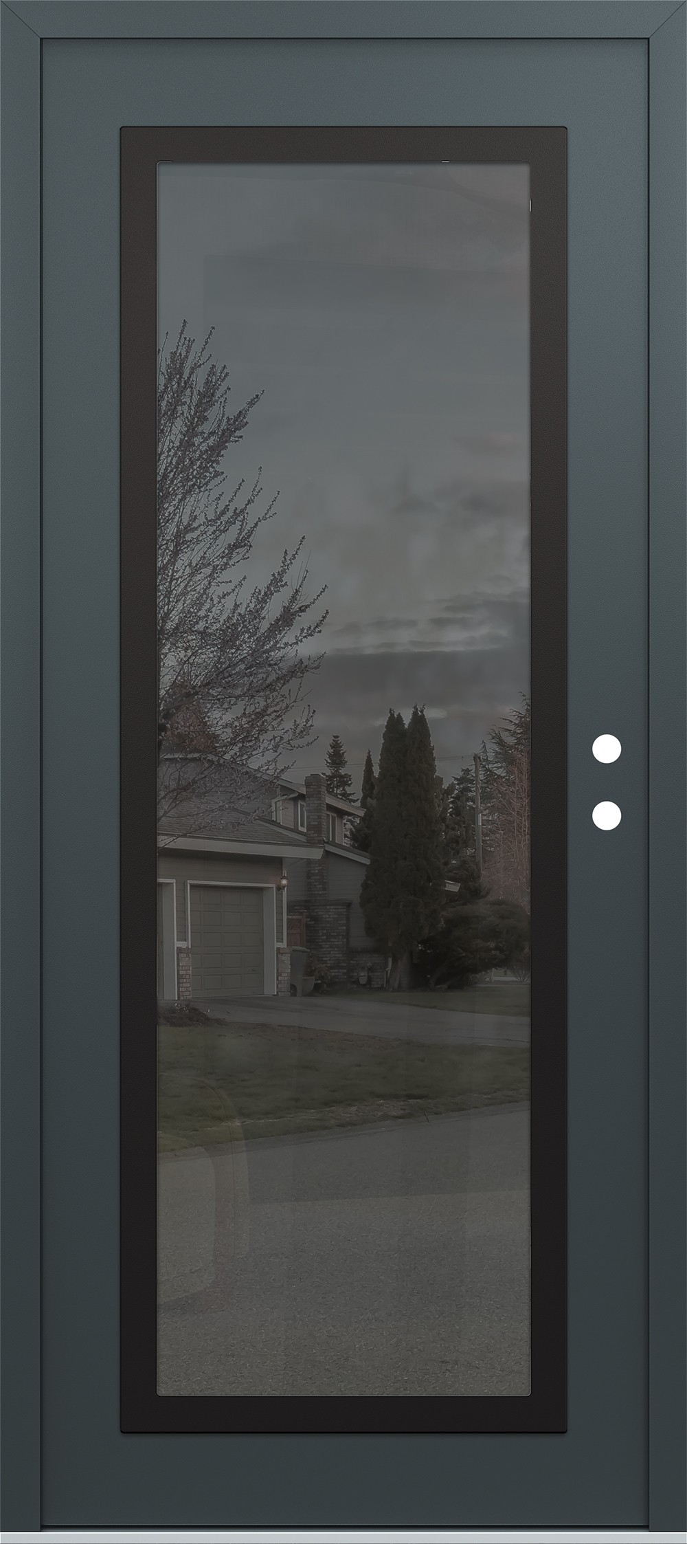 Modern Steel Front Door Diamond C1 36" x 80" anthracite/anthracite mirrored Glass Panel black LHI