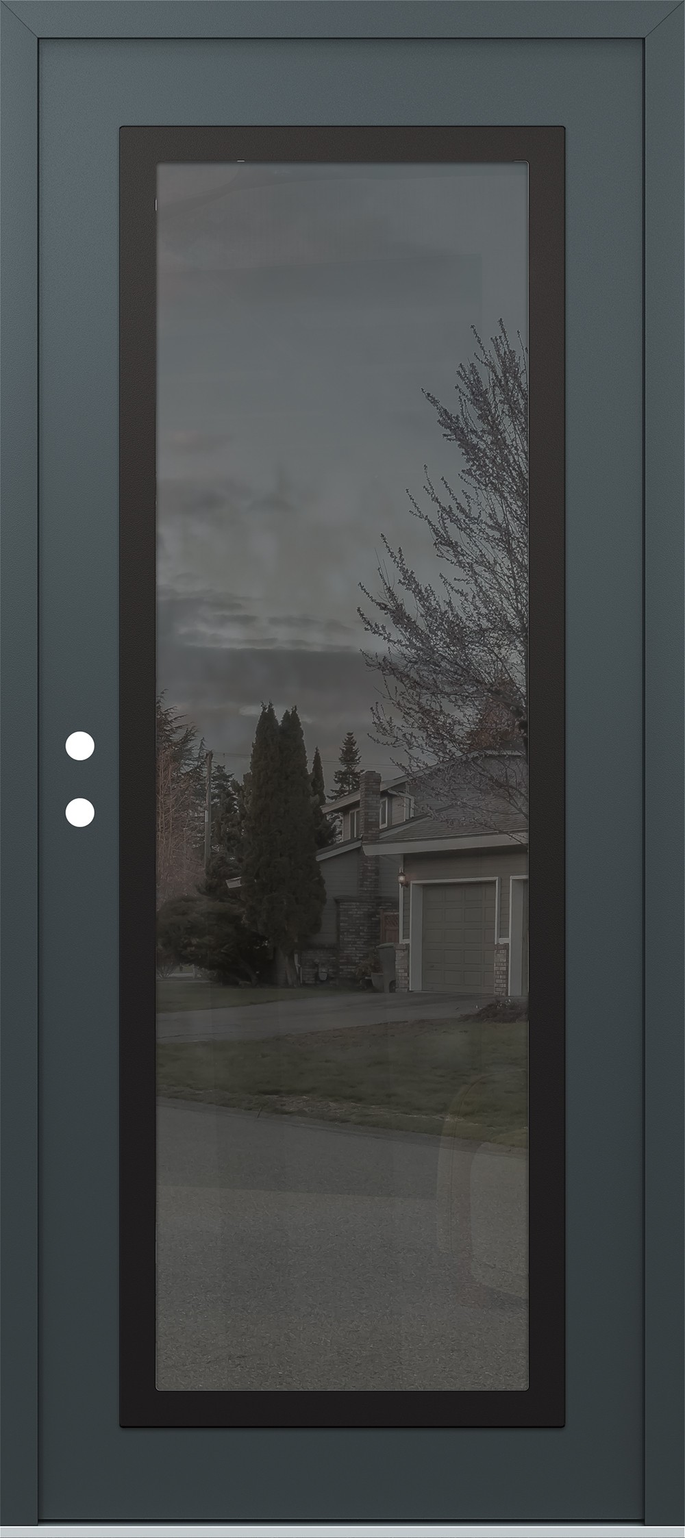 Modern Steel Front Door Diamond C1 36" x 80" anthracite/anthracite mirrored Glass Panel black RHI