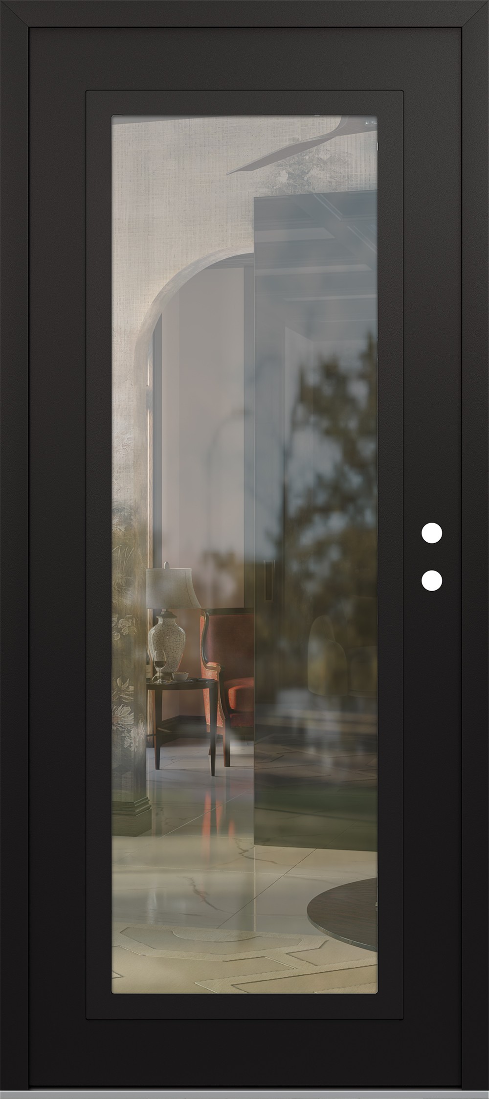 Modern Steel Front Door Diamond C1 36" x 80" black/black clear Glass Panel black LHI