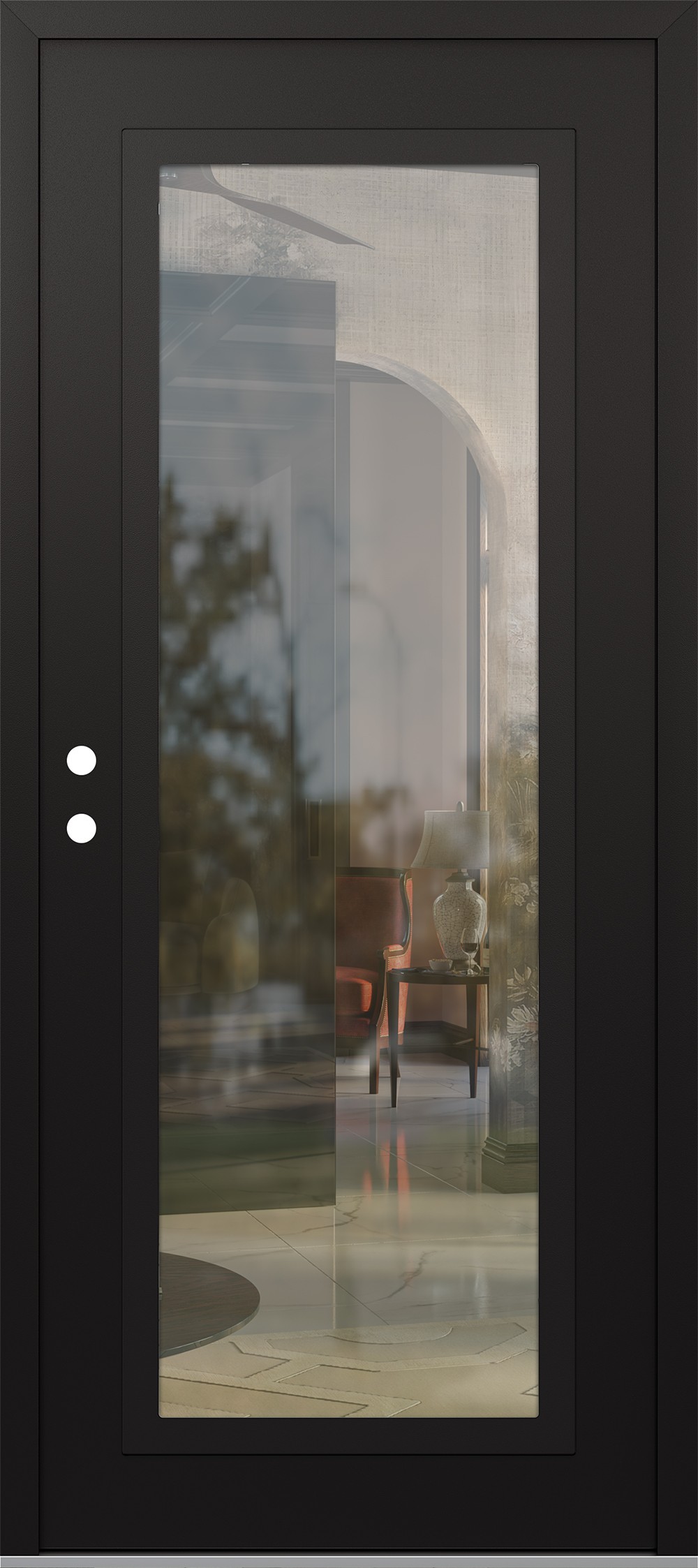 Modern Steel Front Door Diamond C1 36" x 80" black/black clear Glass Panel black RHI