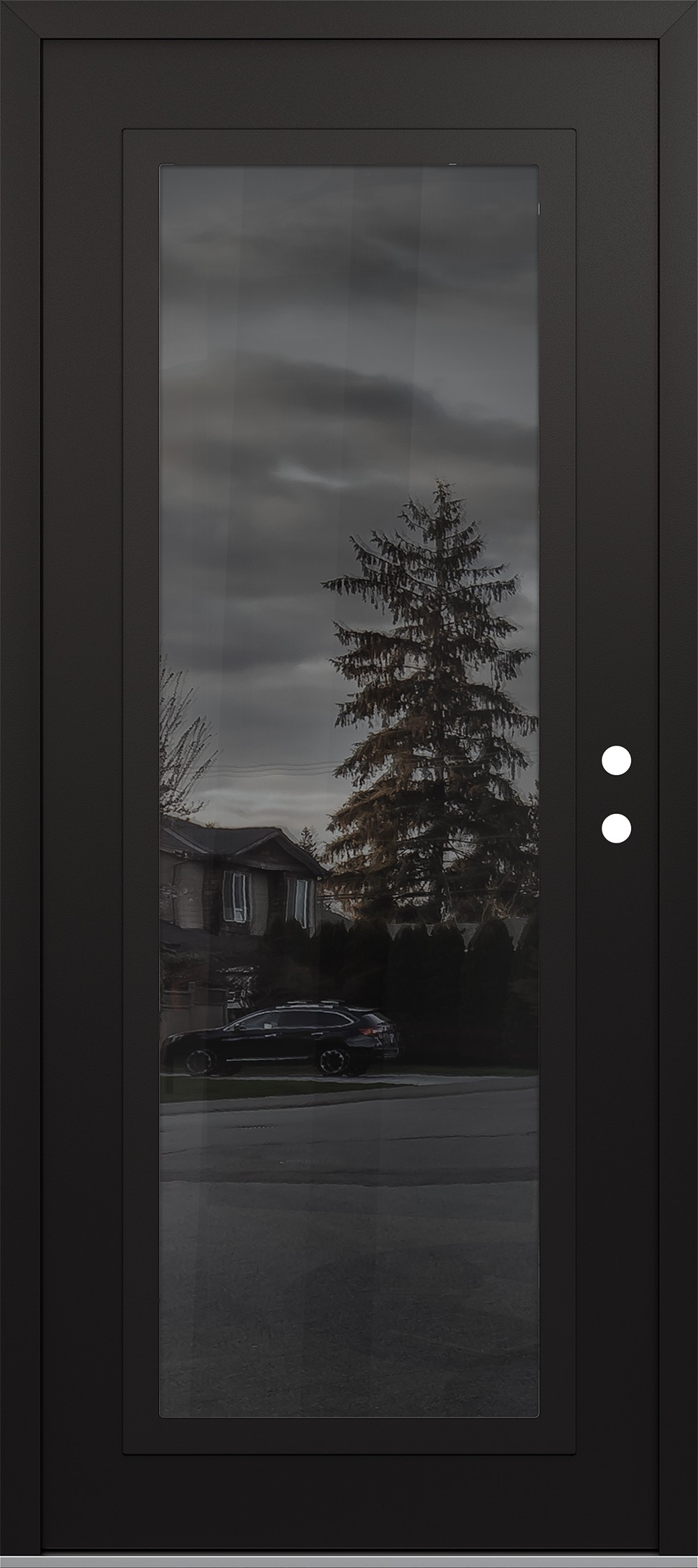 Modern Steel Front Door Diamond C1 36" x 80" black/black mirrored Glass Panel black LHI