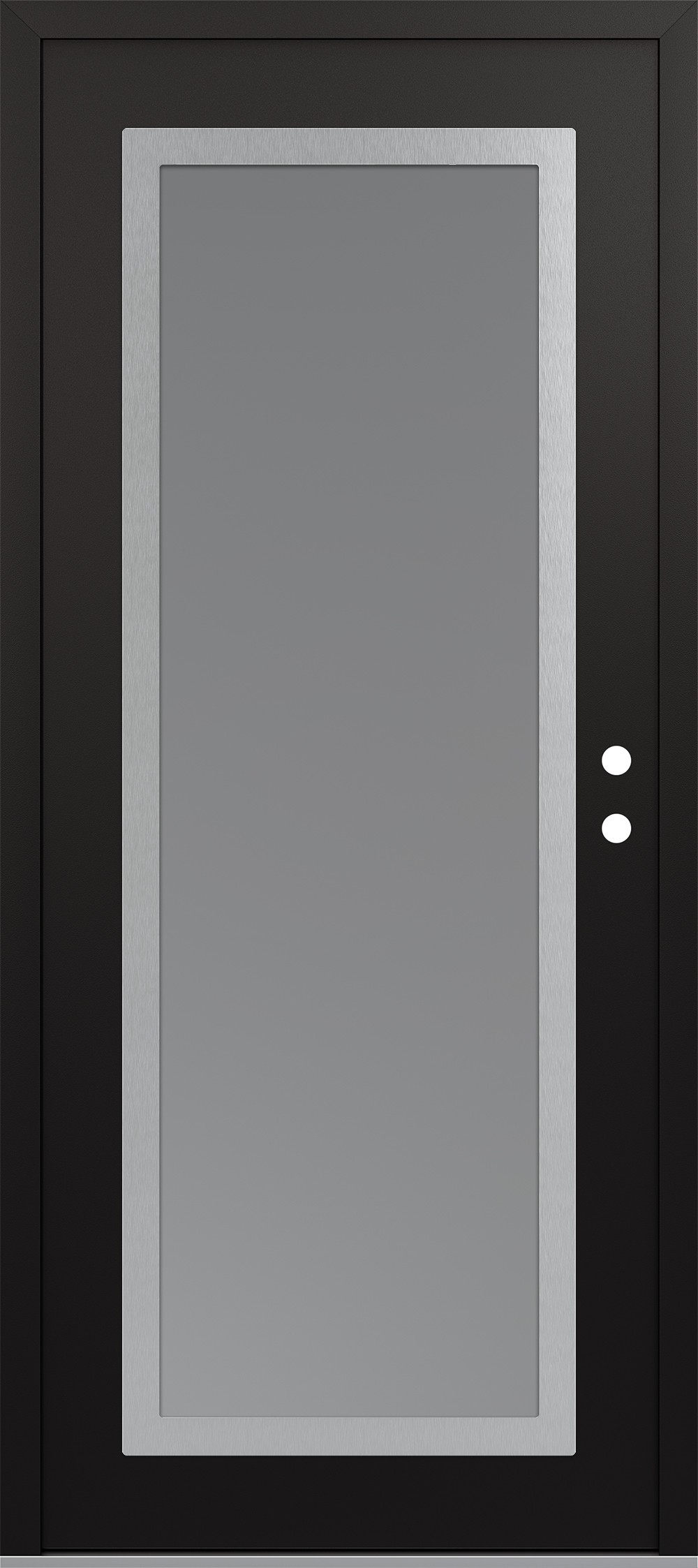 Modern Steel Front Door Diamond C1 36" x 80" black/white frosted Glass Panel stainless steel LHI