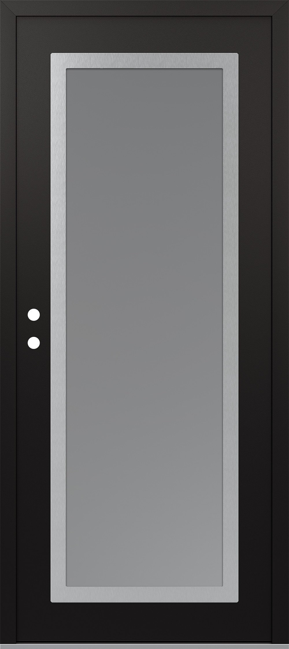 Modern Steel Front Door Diamond C1 36" x 80" black/white frosted Glass Panel stainless steel RHI
