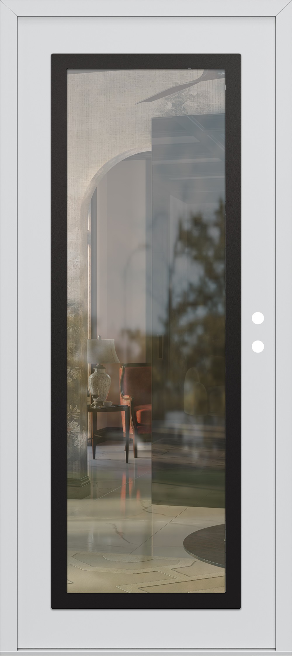 Modern Steel Front Door Diamond C1 36" x 80" white/white clear Glass Panel black LHI