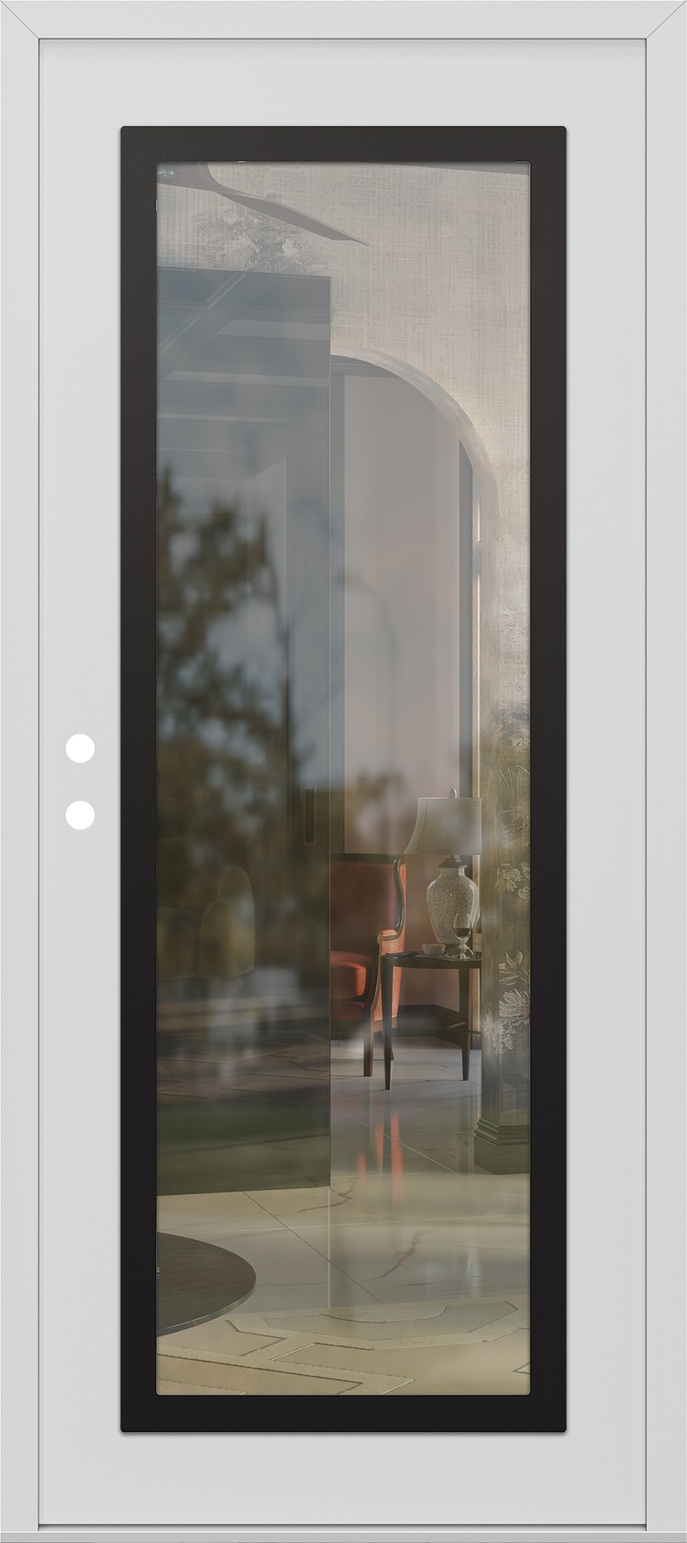 Modern Steel Front Door Diamond C1 36" x 80" white/white clear Glass Panel black RHI