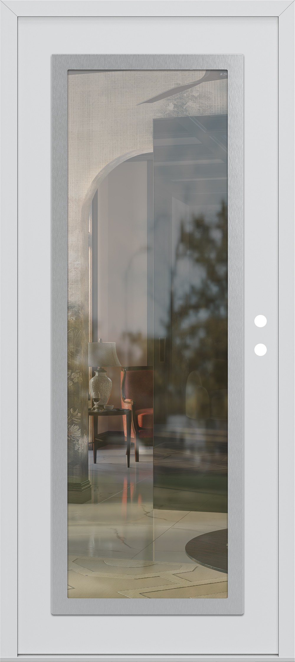 Modern Steel Front Door Diamond C1 36" x 80" white/white clear Glass Panel stainless steel LHI