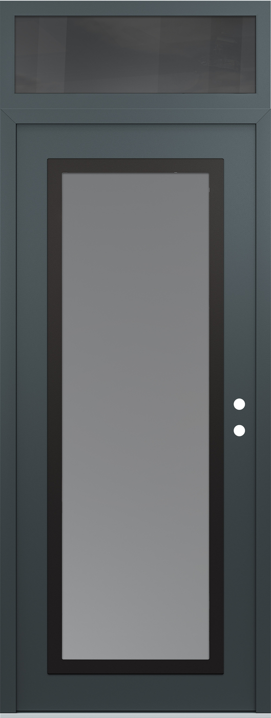 Modern Steel Front Door DIAMOND C1 36" X 96" ANTHRACITE/ANTHRACITE FROSTED GLASS PANEL BLACK LHI WITH TRANSOM MIRRORED GLASS