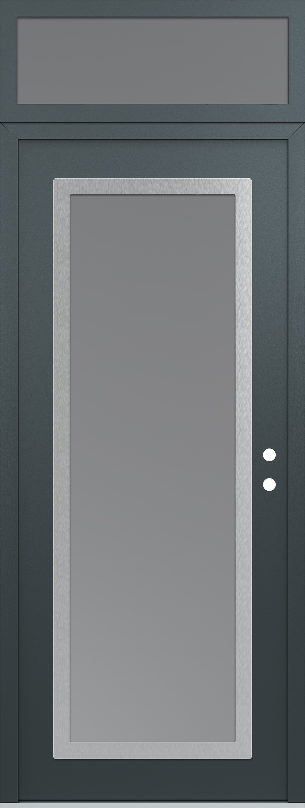 Modern Steel Front Door DIAMOND C1 36" X 96" ANTHRACITE/ANTHRACITE FROSTED GLASS PANEL STAINLESS STEEL LHI WITH TRANSOM FROSTED GLASS