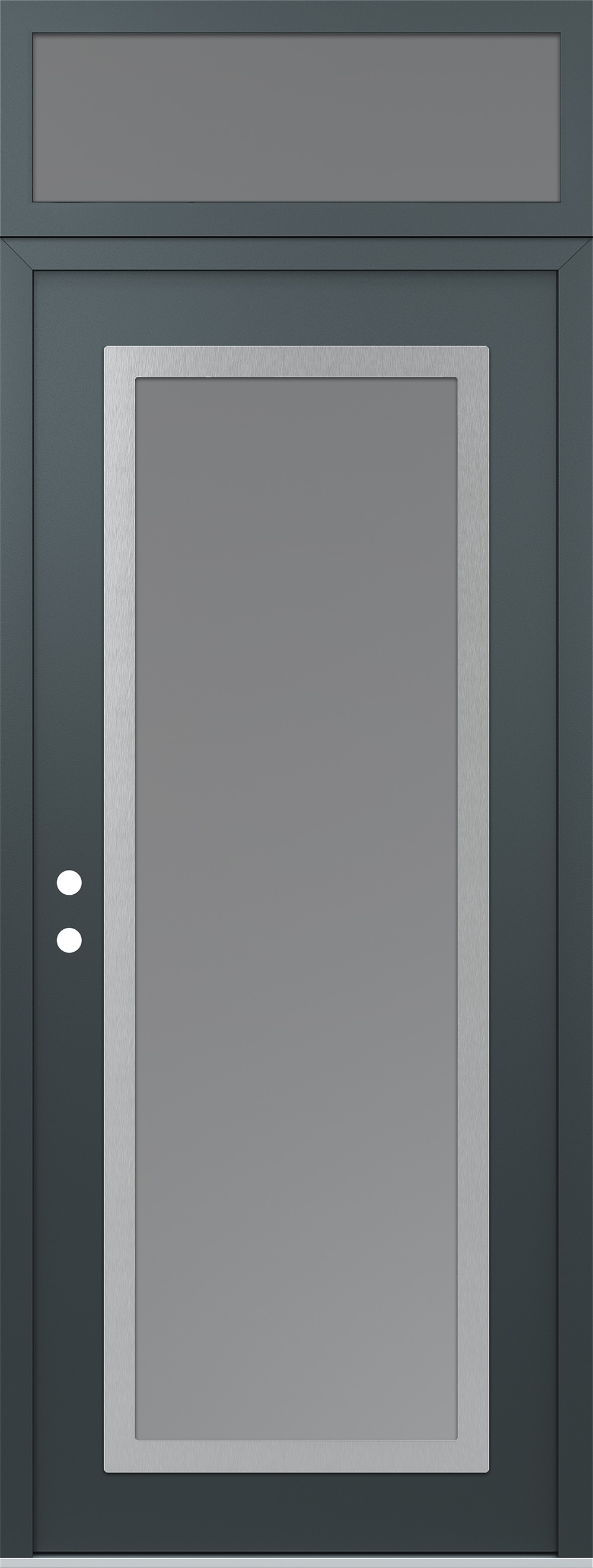Modern Steel Front Door DIAMOND C1 36" X 96" ANTHRACITE/ANTHRACITE FROSTED GLASS PANEL STAINLESS STEEL RHI WITH TRANSOM FROSTED GLASS