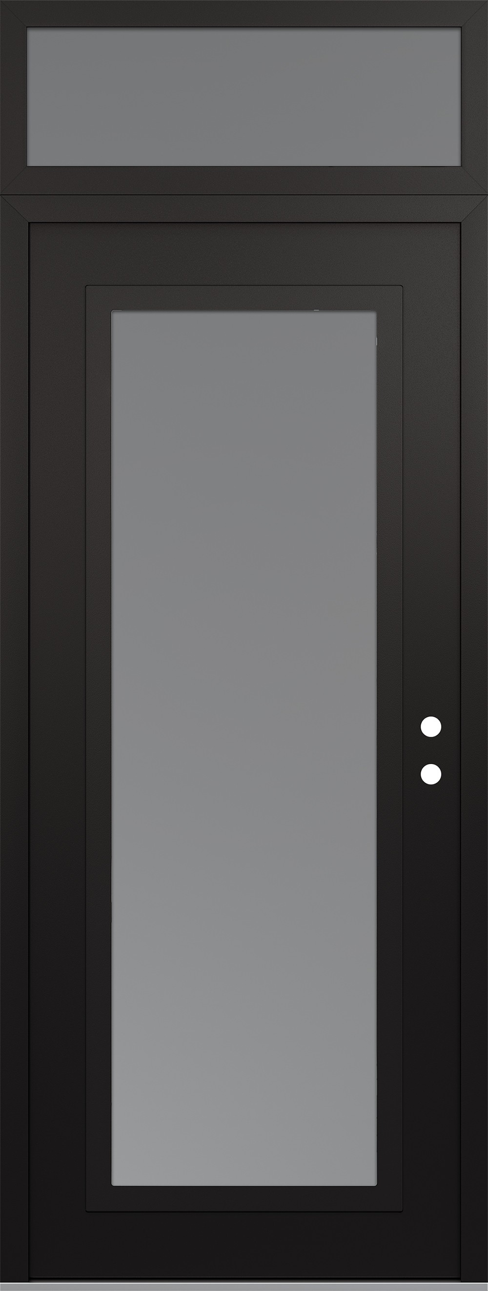 Modern Steel Front Door DIAMOND C1 36" X 96" BLACK/WHITE FROSTED GLASS PANEL BLACK LHI WITH TRANSOM FROSTED GLASS
