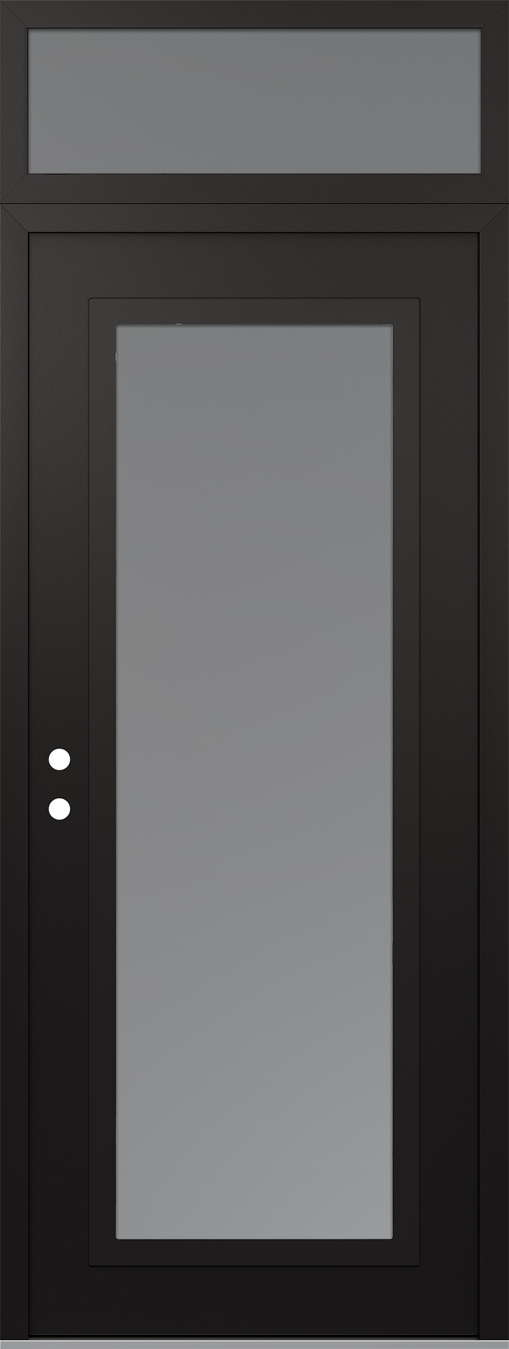 Modern Steel Front Door DIAMOND C1 36" X 96" BLACK/WHITE FROSTED GLASS PANEL BLACK RHI WITH TRANSOM FROSTED GLASS