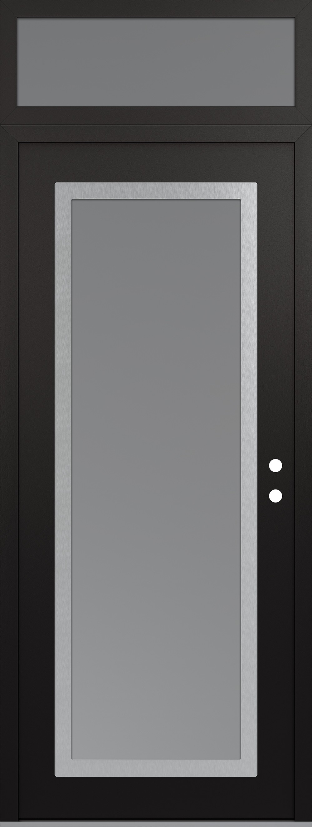 Modern Steel Front Door DIAMOND C1 36" X 96" BLACK/WHITE FROSTED GLASS PANEL STAINLESS STEEL LHI WITH TRANSOM FROSTED GLASS