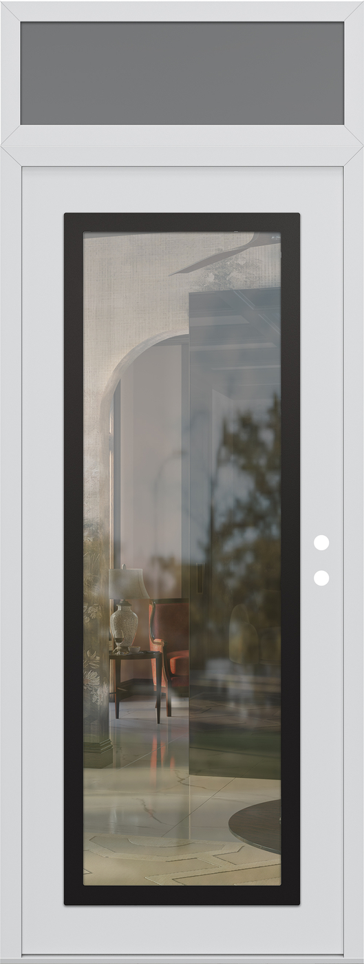 Modern Steel Front Door DIAMOND C1 36" X 96" WHITE/WHITE CLEAR GLASS PANEL BLACK LHI WITH TRANSOM FROSTED GLASS