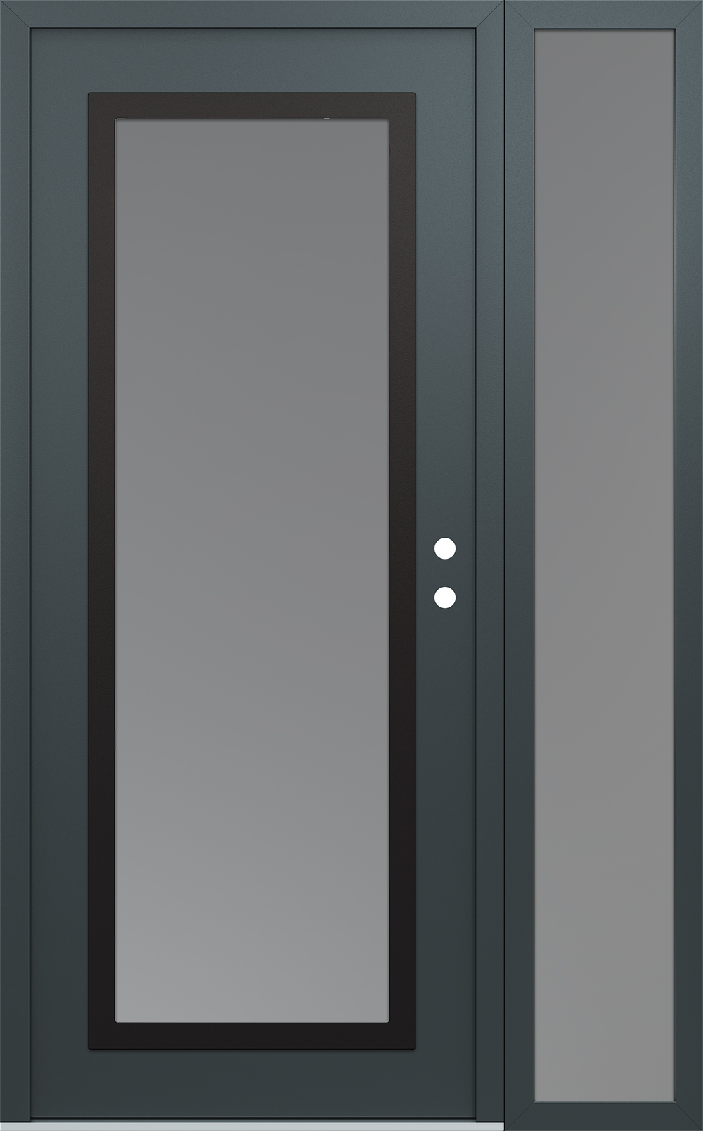 Modern Steel Front Door Diamond C1 48" x 80" anthracite/anthracite frosted Glass Panel black LHI with Sidelite frosted Glass