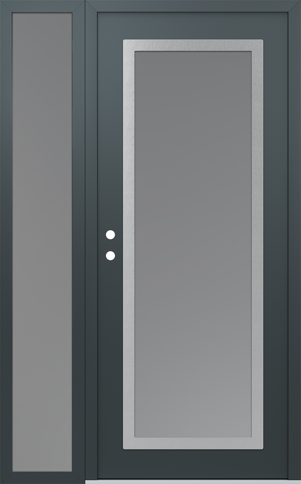 Modern Steel Front Door Diamond C1 48" x 80" anthracite/anthracite frosted Glass Panel stainless steel RHI with Sidelite frosted Glass