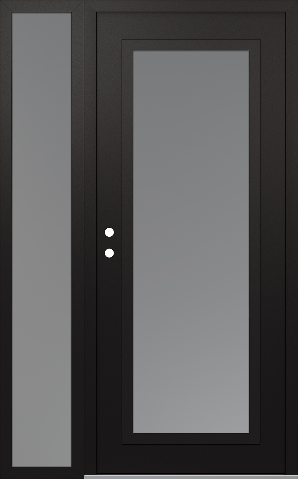 Modern Steel Front Door Diamond C1 48" x 80" black/white frosted Glass Panel black RHI with Sidelite frosted Glass