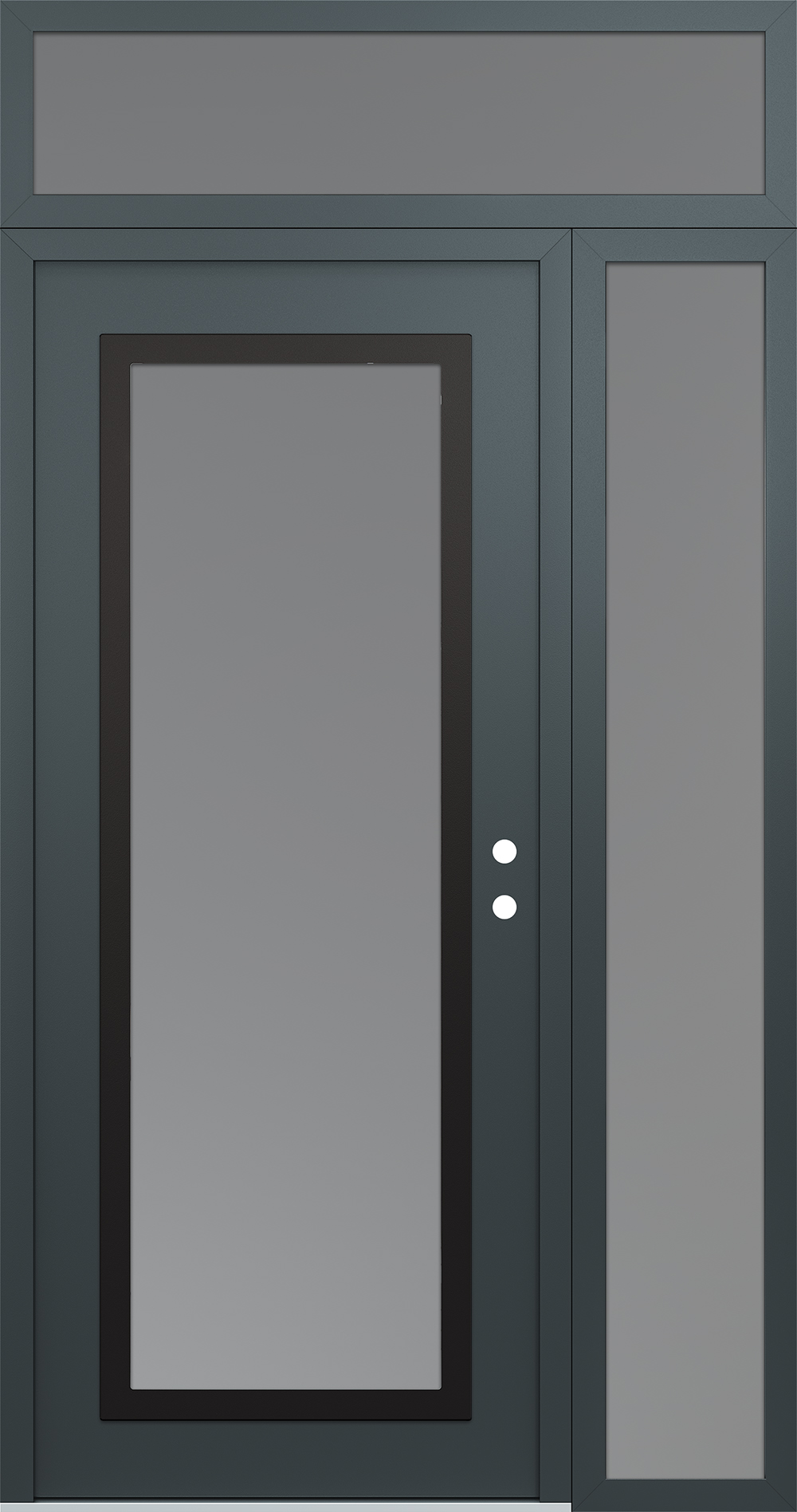 Modern Steel Front Door Diamond C1 48" x 96" anthracite/anthracite frosted Glass Panel black LHI with Sidelite and Transom frosted Glass
