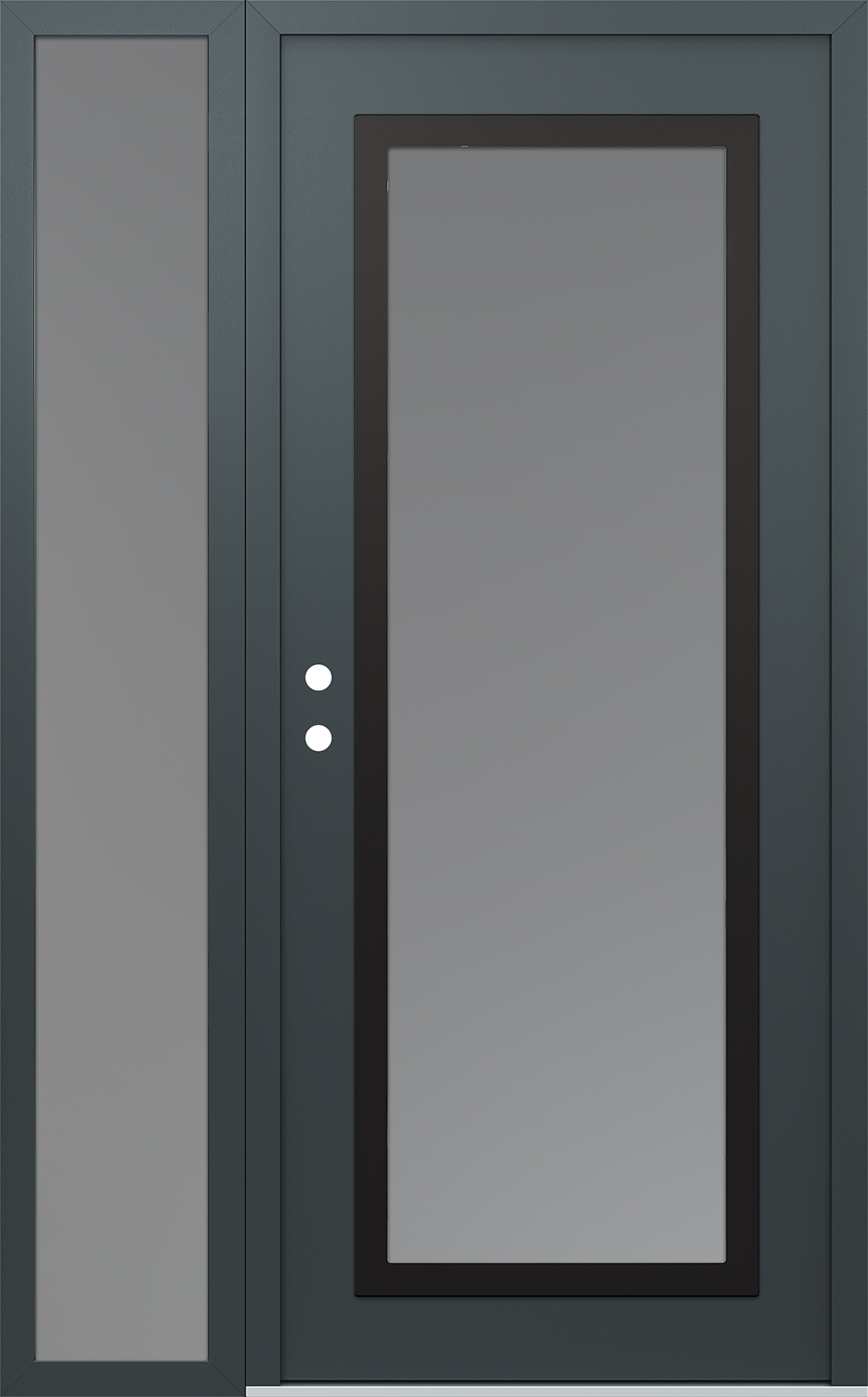 Modern Steel Front Door Diamond C1 50" x 80" anthracite/anthracite frosted Glass Panel black RHI with Sidelite frosted Glass