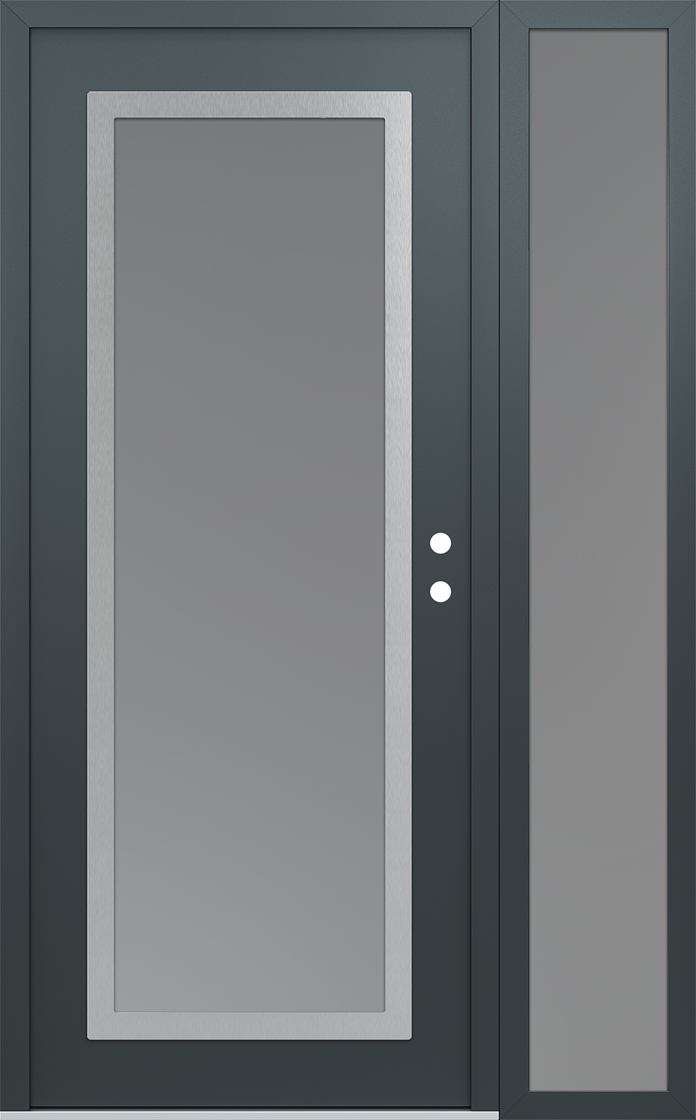 Modern Steel Front Door Diamond C1 50" x 80" anthracite/anthracite frosted Glass Panel stainless steel LHI with Sidelite frosted Glass