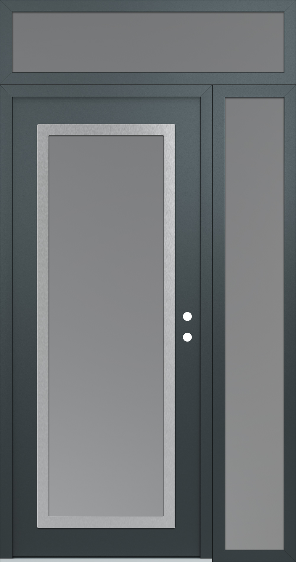 Modern Steel Front Door Diamond C1 50" x 96" anthracite/anthracite frosted Glass Panel stainless steel LHI with Sidelite and Transom frosted Glass