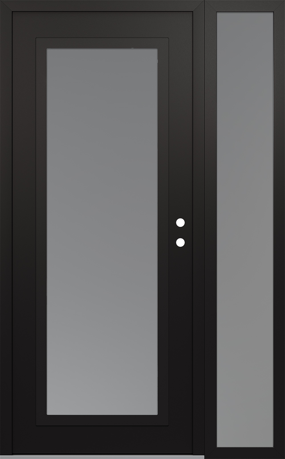 Modern Steel Front Door Diamond C1 52" x 80" black/white frosted Glass Panel black LHI with Sidelite frosted Glass